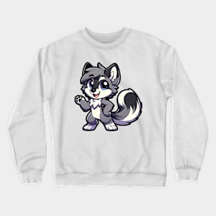 Cute Chibi Wolf Anthro Furry Art Crewneck Sweatshirt